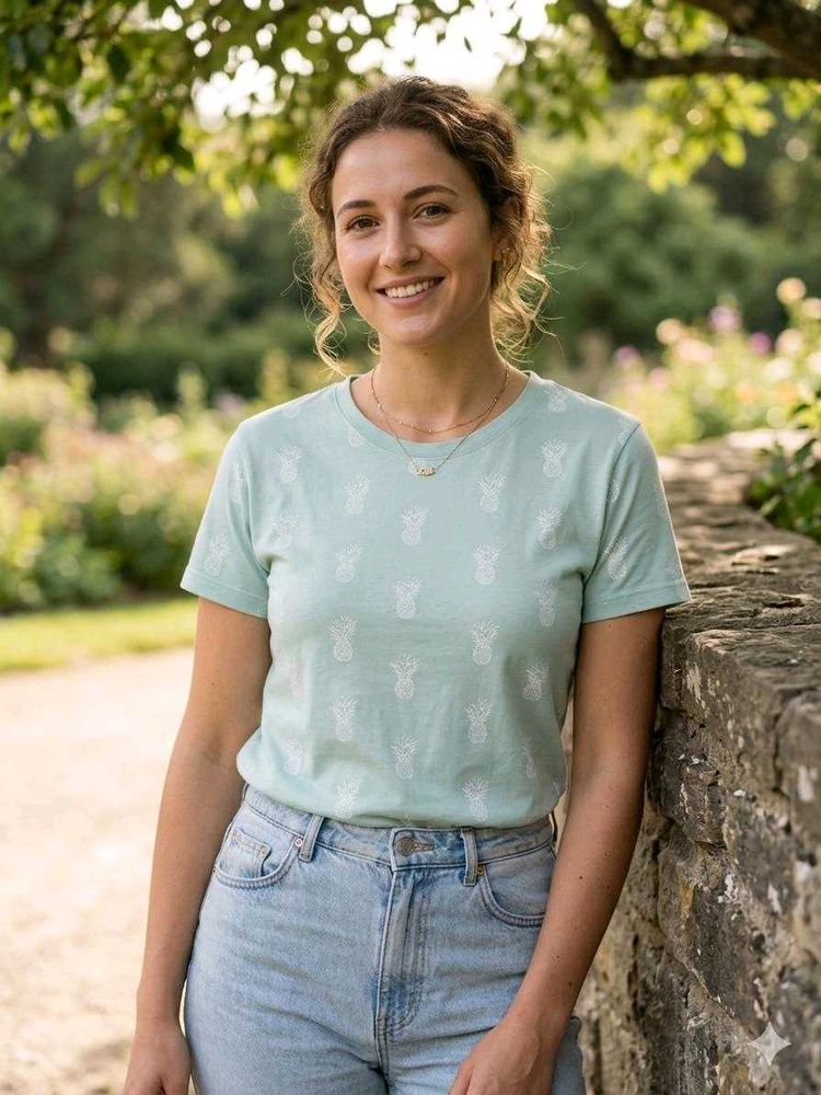 Mint Green Pineapple Print T-Shirt