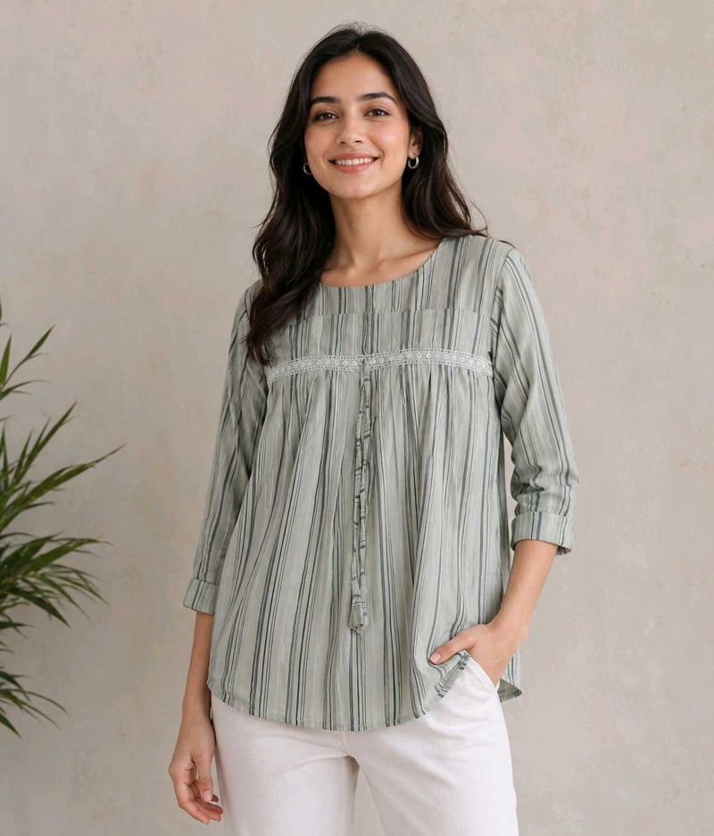 Light Green striped Top