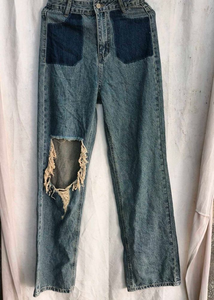 I. Ripped Jeans with Patchwork
