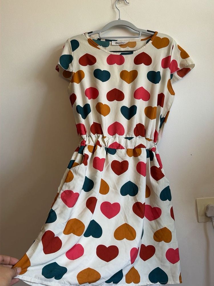 Cute Heart Print Dress