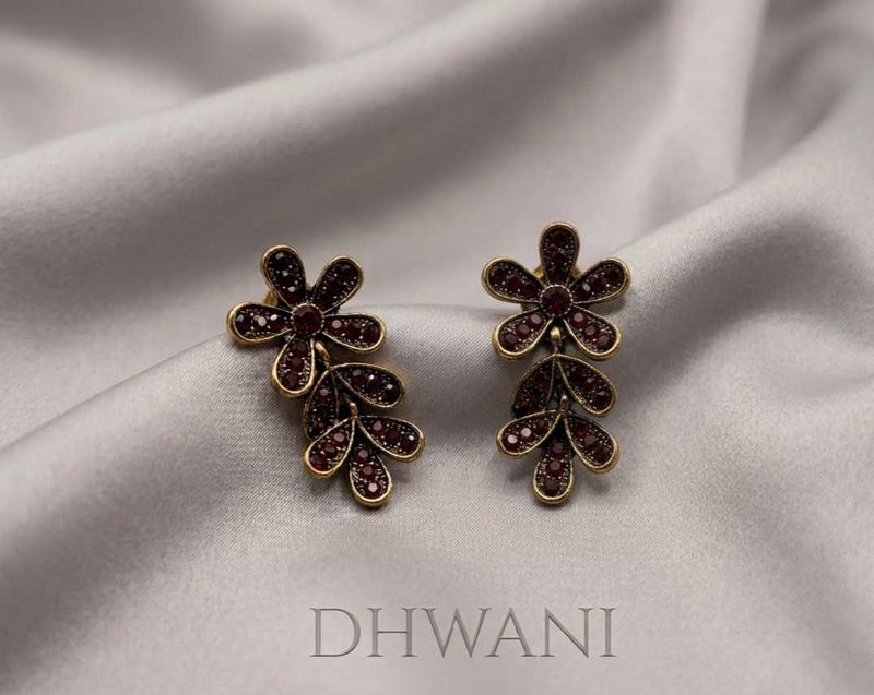 Dhwani Red Stone Flower Earrings