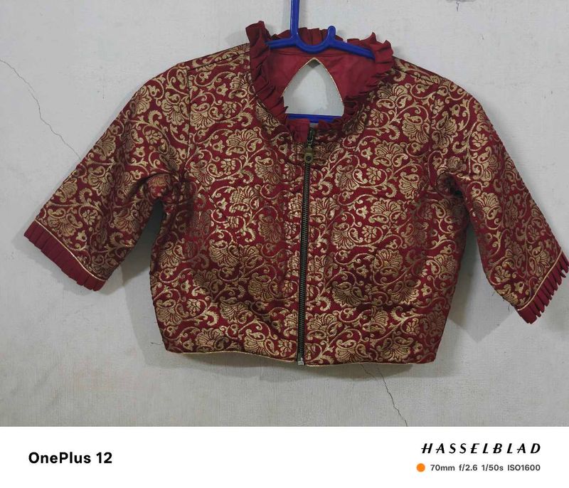 Red &amp; Gold Brocade Blouse