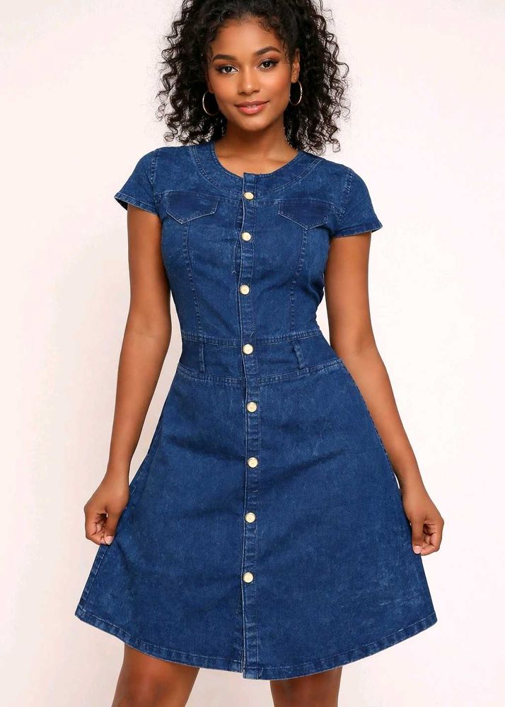Blue Denim Button-Up Dress