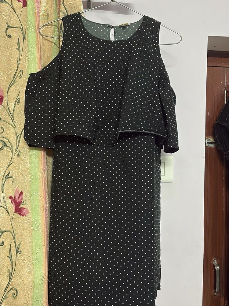 Polka Dot Cold Shoulder Mini Dress