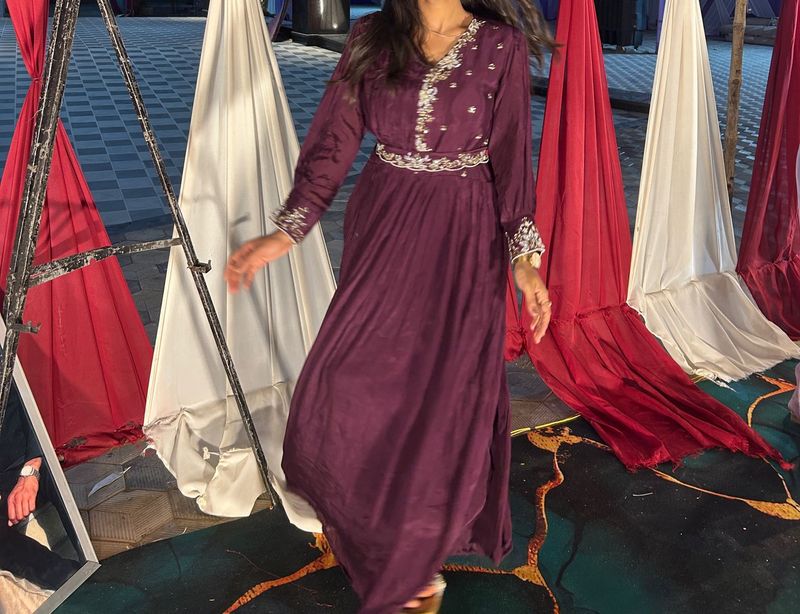 Elegant Maroon Embellished Gown