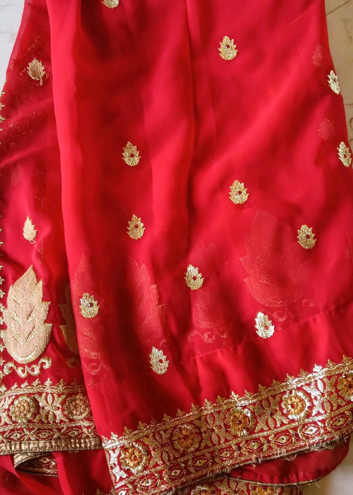 Stunning Red Embroidered Saree