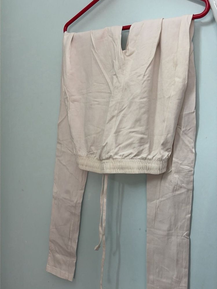 Elegant Cream Cotton Pants