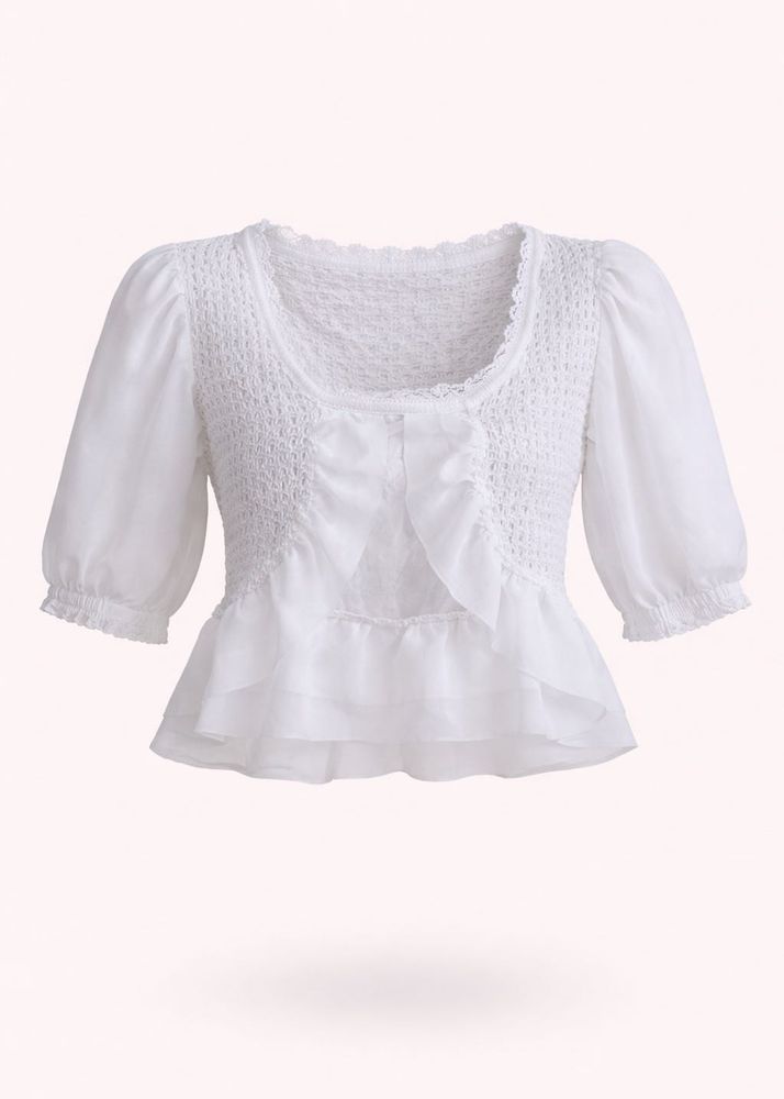 White Smocked Peplum Top