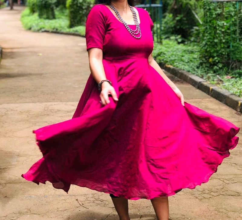 Vibrant Pink Ethnic Gown Frock