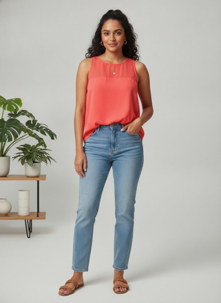 H&amp;M Coral Sleeveless Top