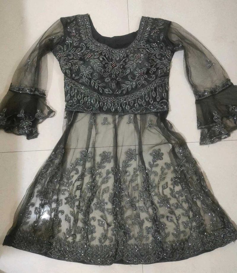 Embellished Black Net Lehenga Choli