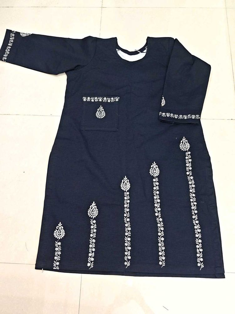 New Denim Stylish Embroidered Kurta💙