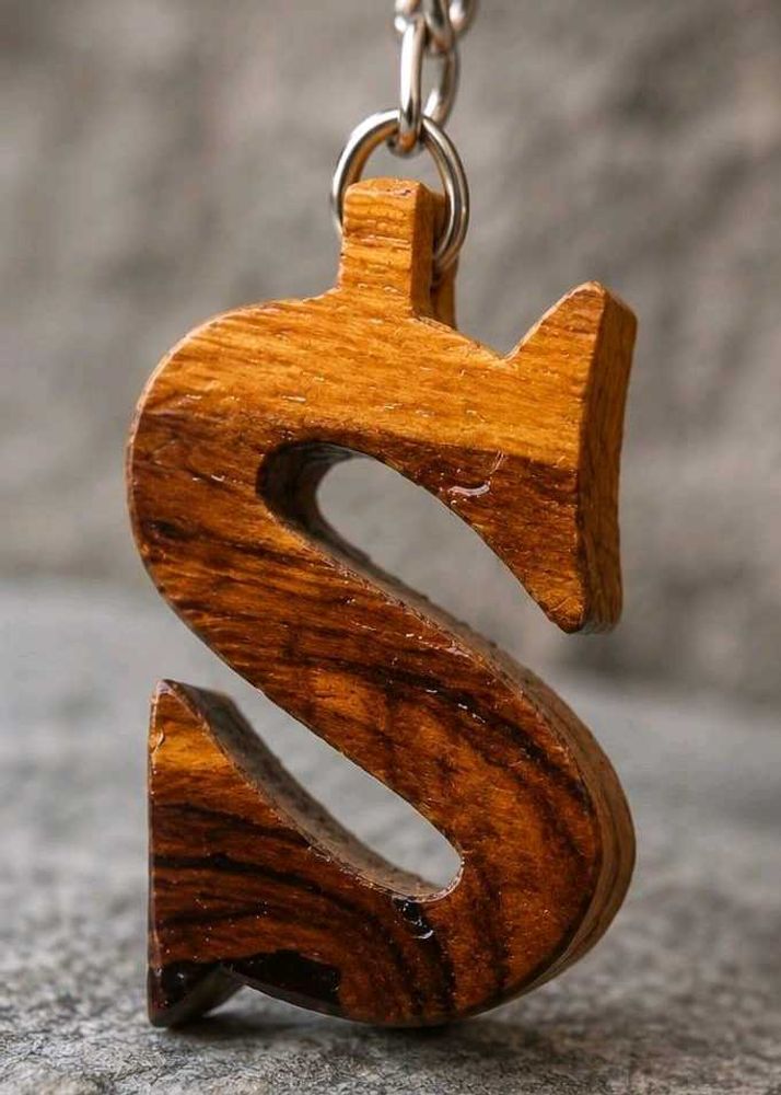 Wooden Alphabet 'S' Keychain