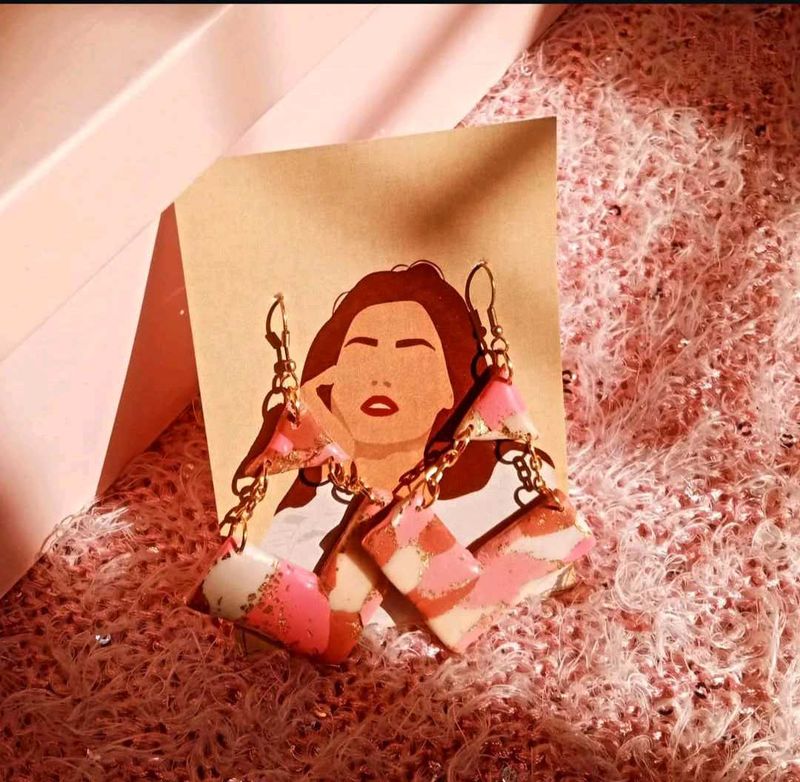 Pink Swirl Statement Earrings