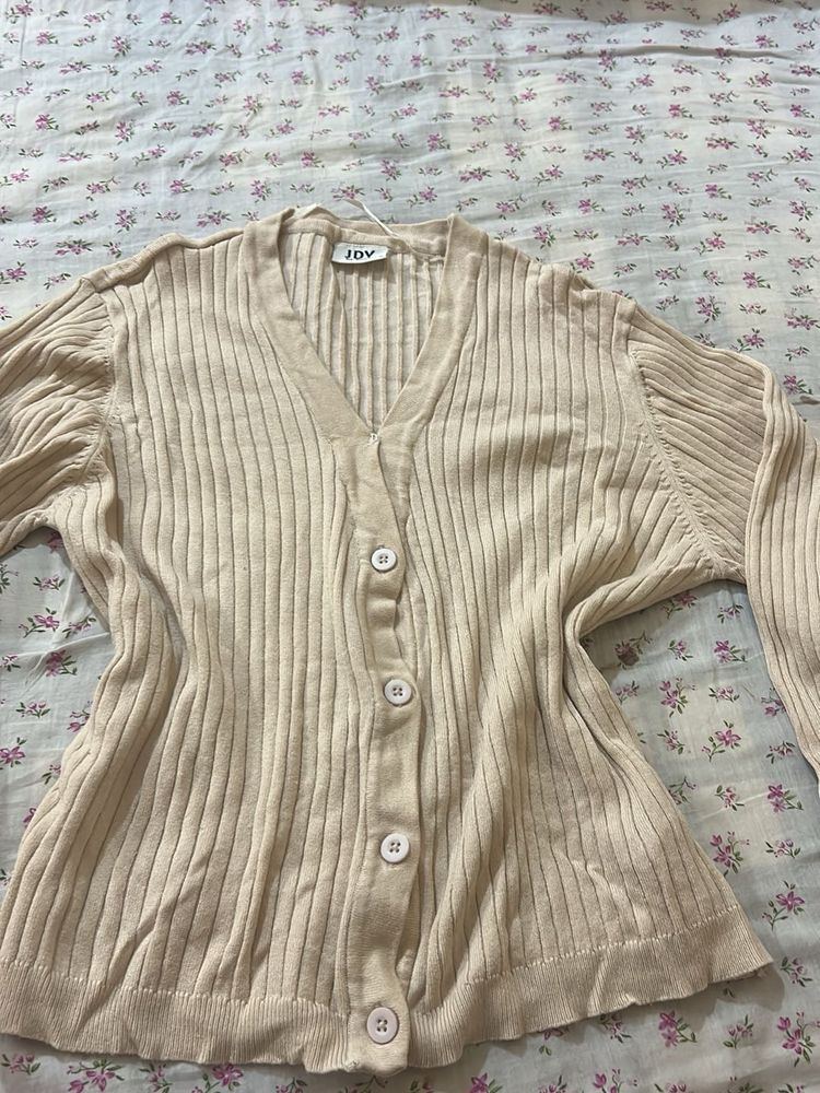 JDY only  Beige Buttoned Cardigan