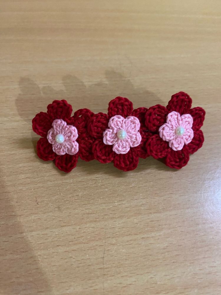 Handmade Crochet Flower Hair Clip