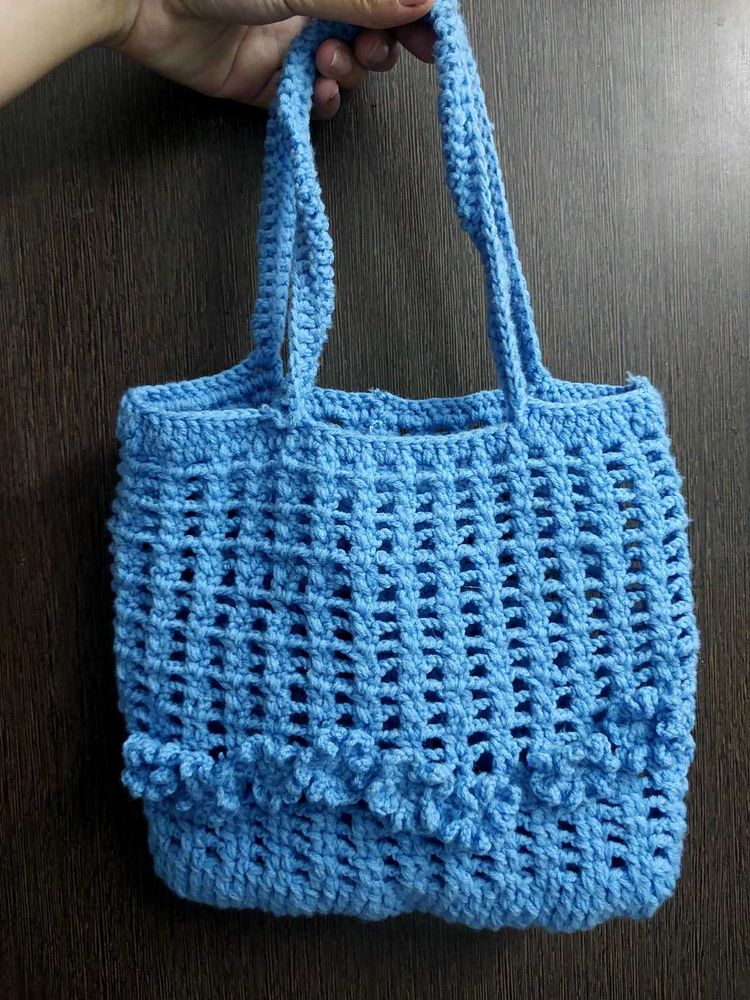 Blue Crochet Handbag