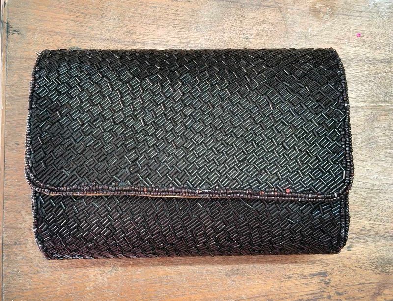Black Beaded Clutch