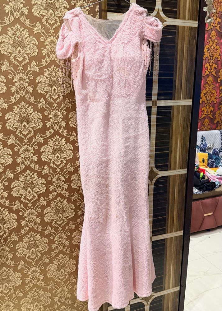 Pink Fluffy Fishtail Dress