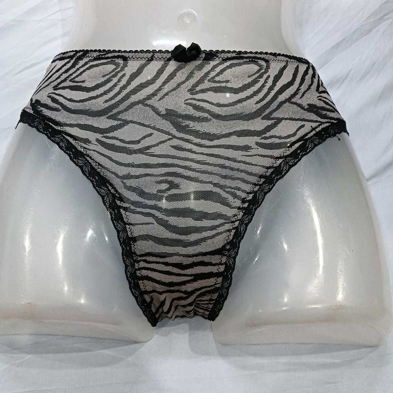 Sheer Zebra 😍Print Briefs with Lace Trim
