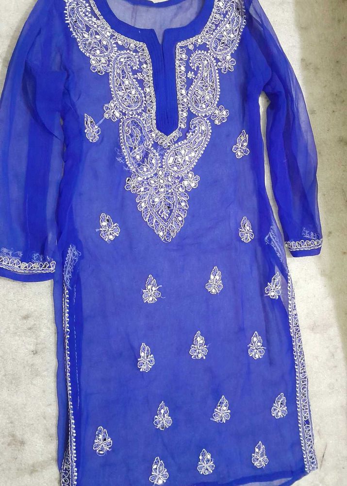 Royal Blue Embellished Kurti