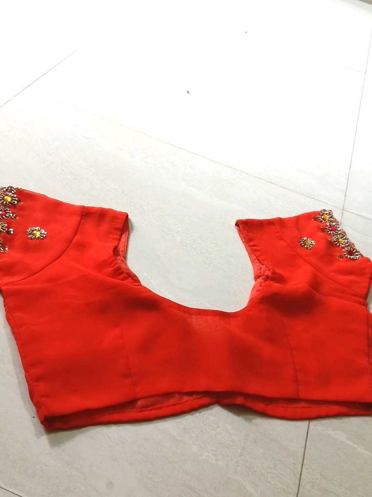 orange Embellished Blouse