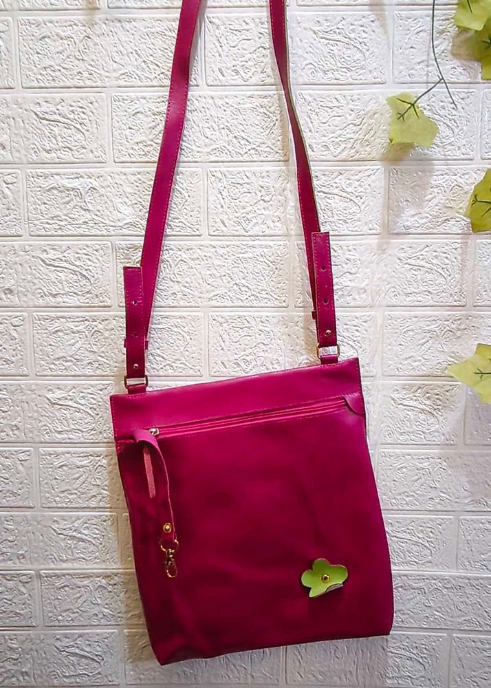 leather cut out sling bag