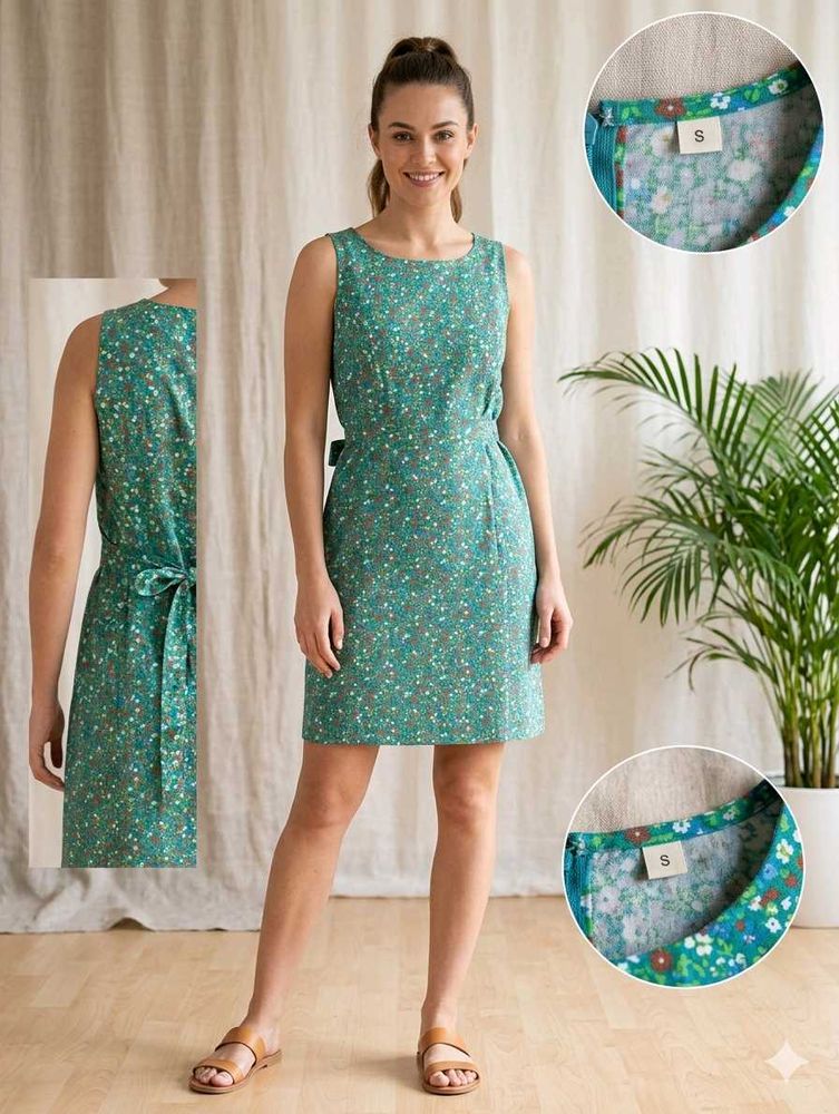 Charming Green Floral Sleeveless Mini Dress