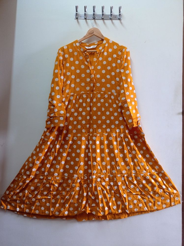 Mustard Dots Kurti 42to44 Bist