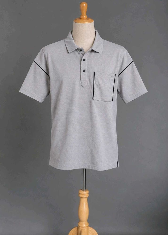 Men's Grey Polo Shirt with Black Trim