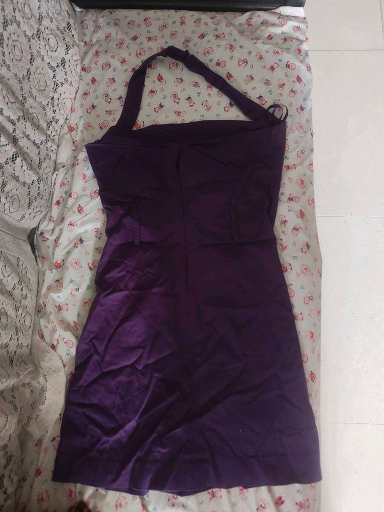 Chic Purple Halter Neck Dress