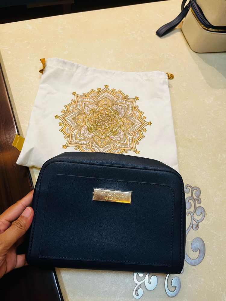 Chic Black travel pouch with Dust Bag