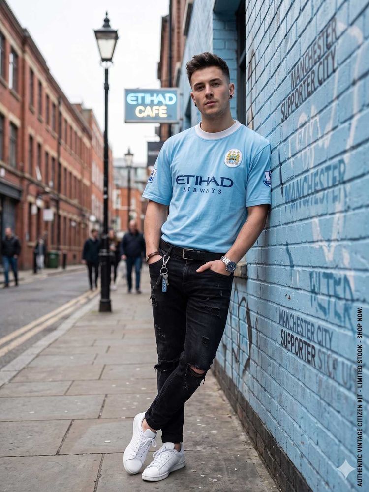 💯OG Manchester City FC Etihad Airways Jersey