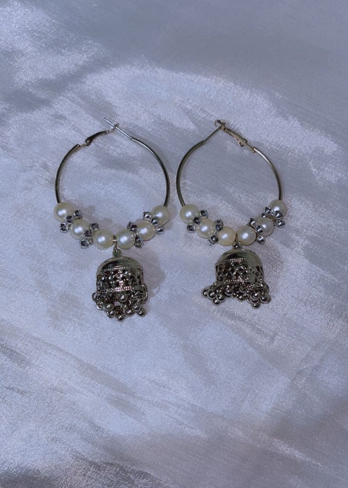 Elegant Pearl Jhumka Hoop Earrings