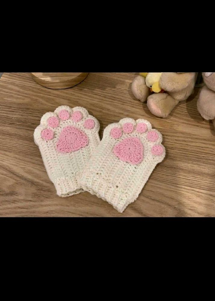 Crochet Cat Paw Fingerless Gloves