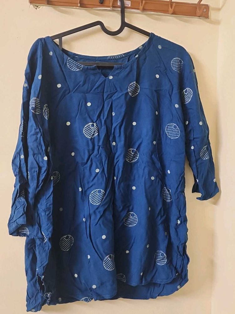 Blue Printed Casual night suit