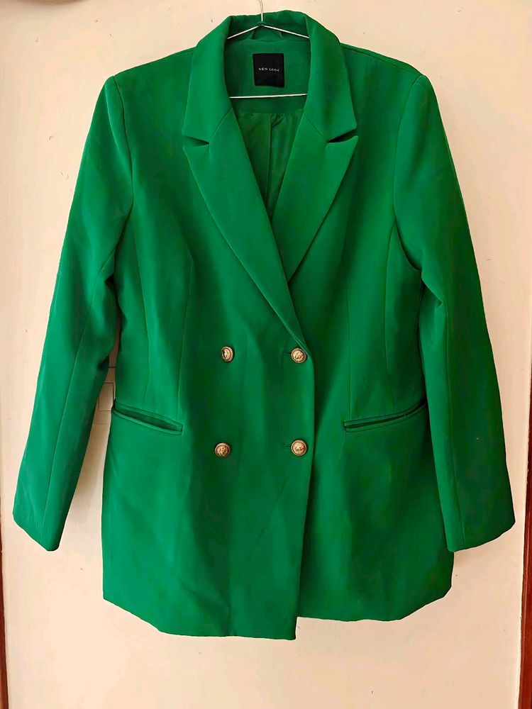 Vibrant Green Double-Breasted Blazer