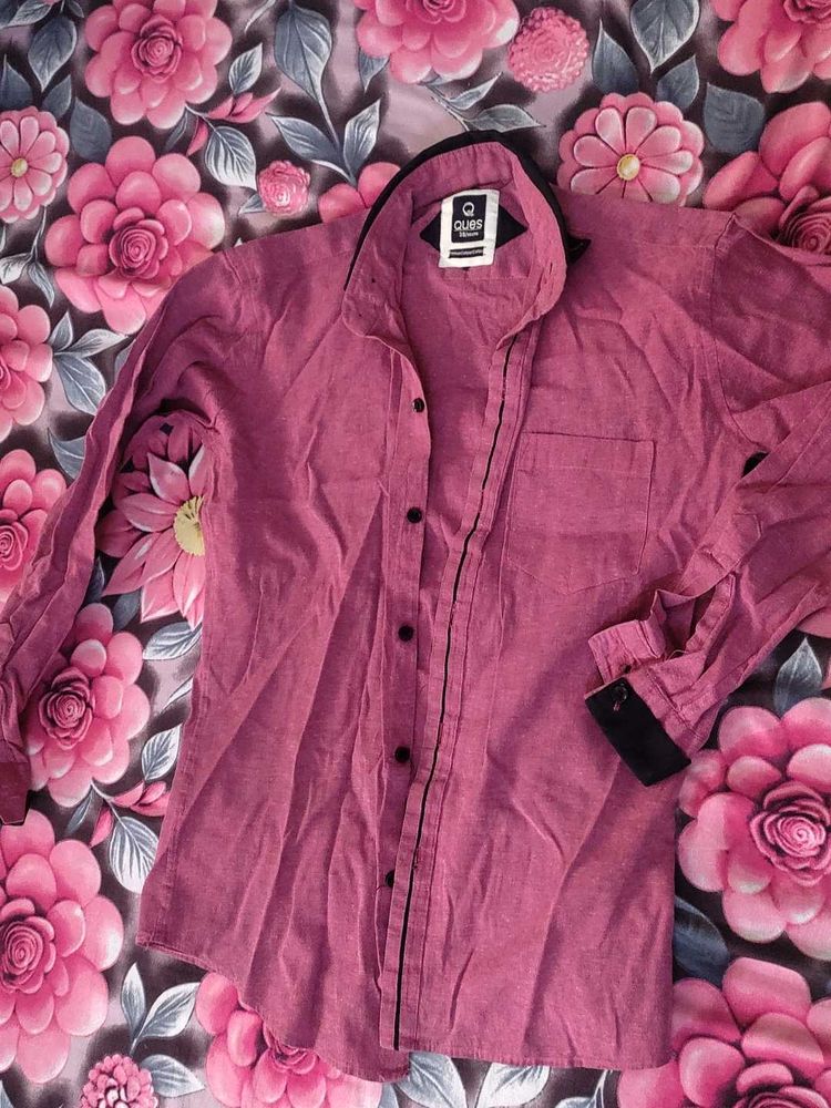 Men's Burgundy Button-Down Shirt