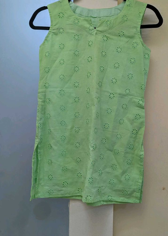 Light Green Eyelet Kurta