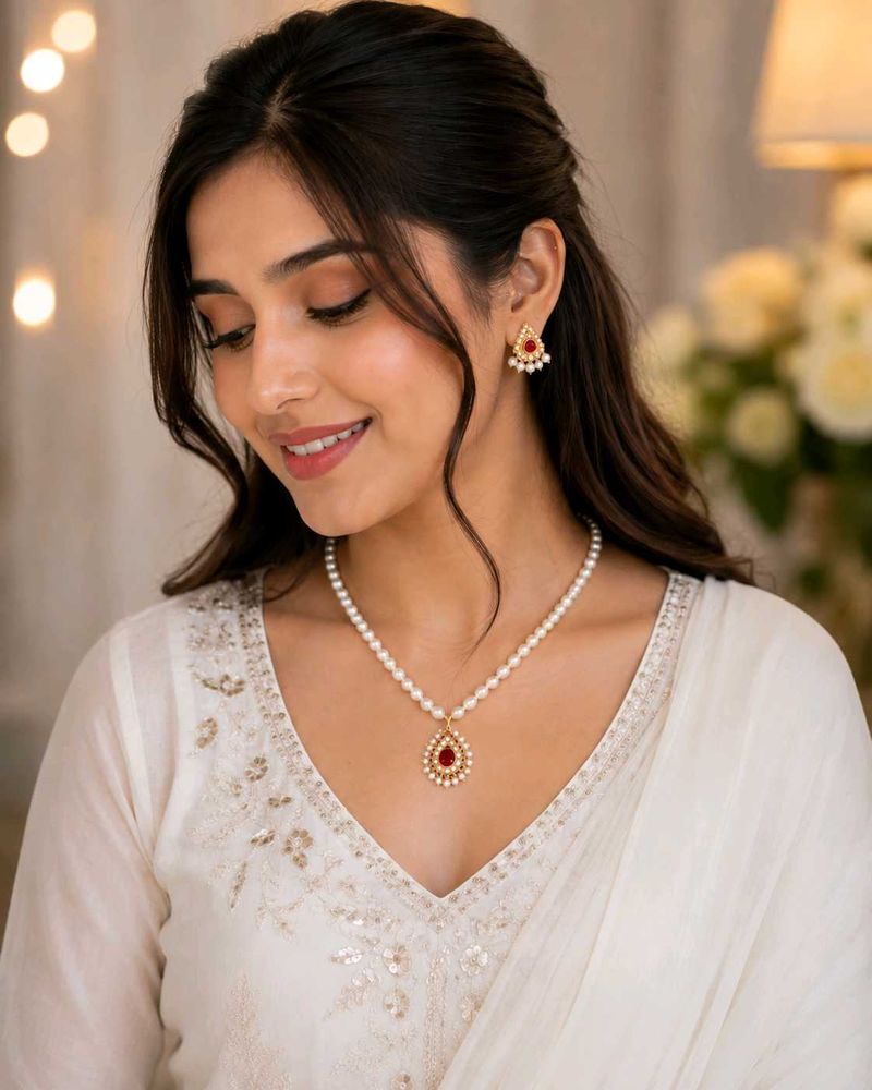 Pearl Necklace and Earring Set