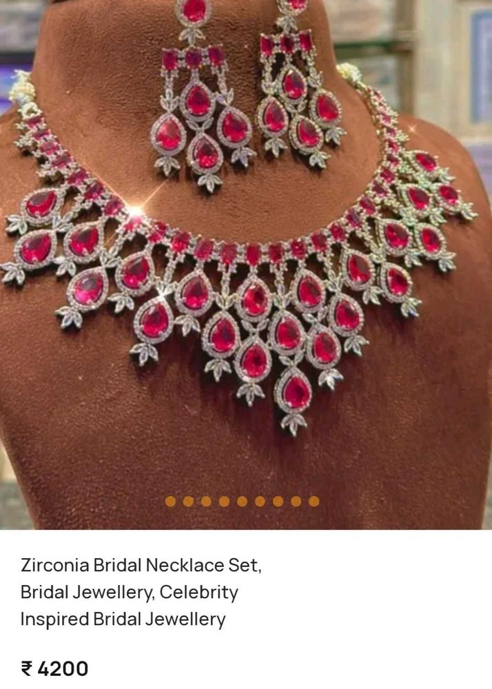 AMERICAN DIAMOND NECKLACE SET ( MAGENTA NUMBER 2 )