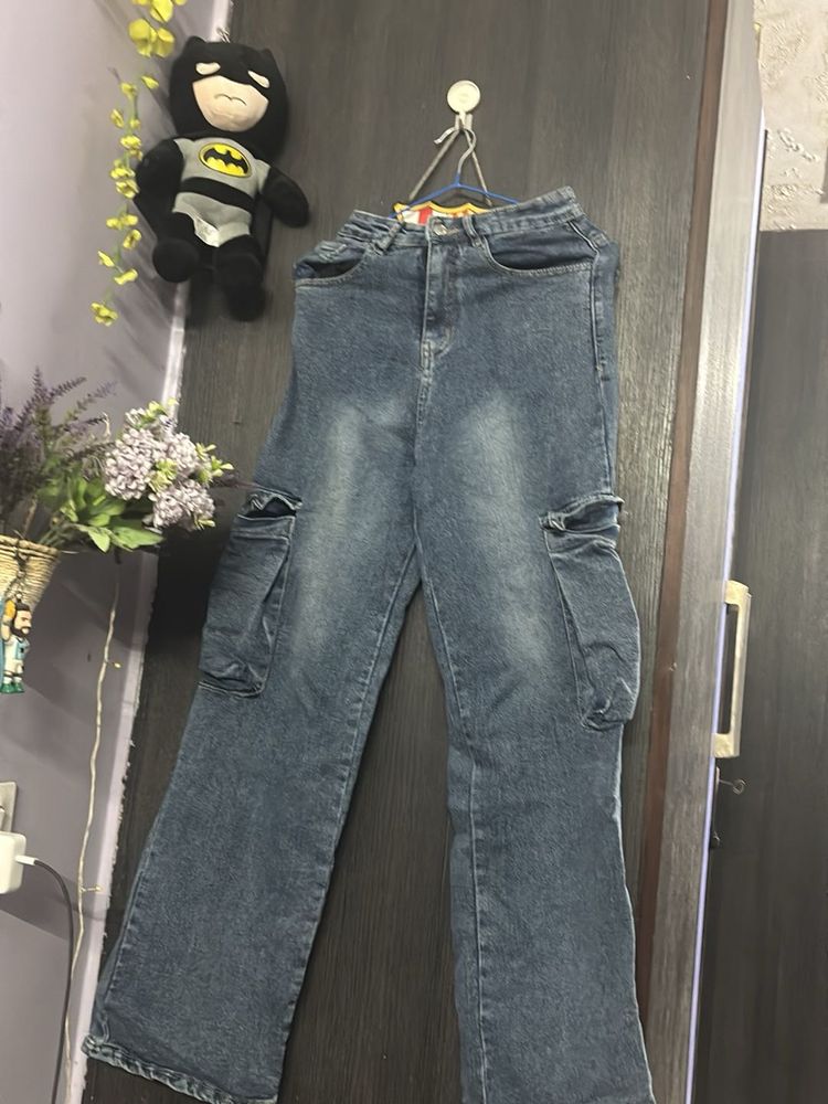 Stylish Blue Cargo Jeans