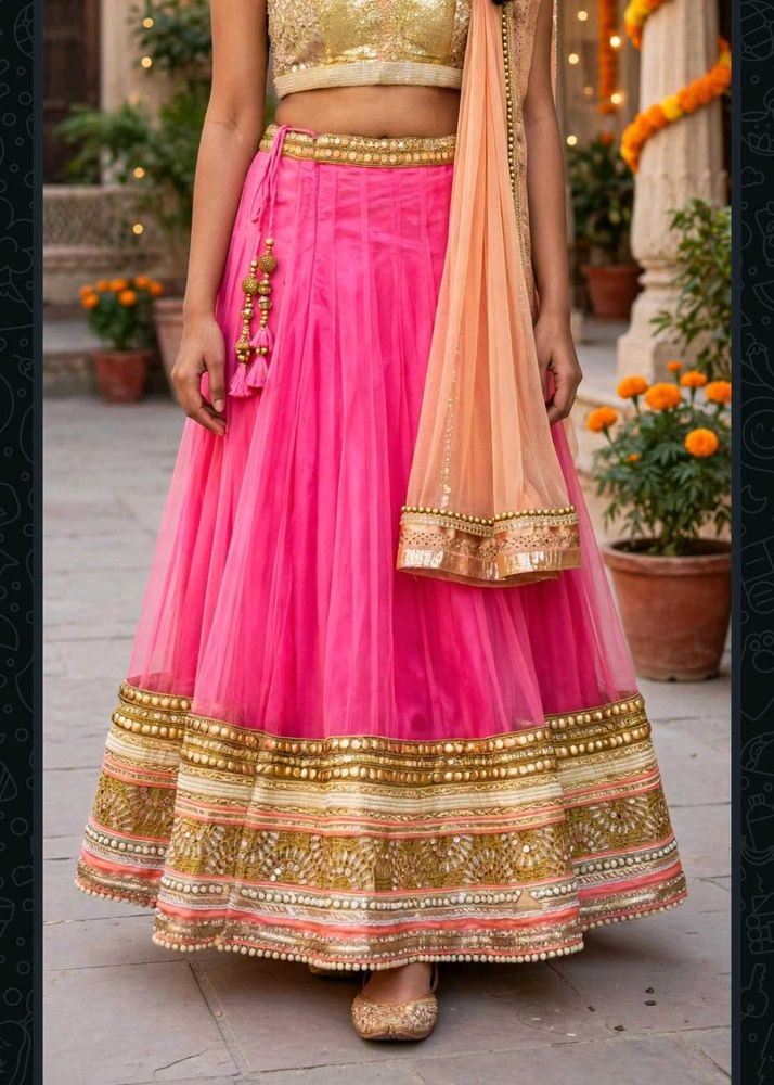 Gorgeous Pink &amp; Gold Lehenga Choli