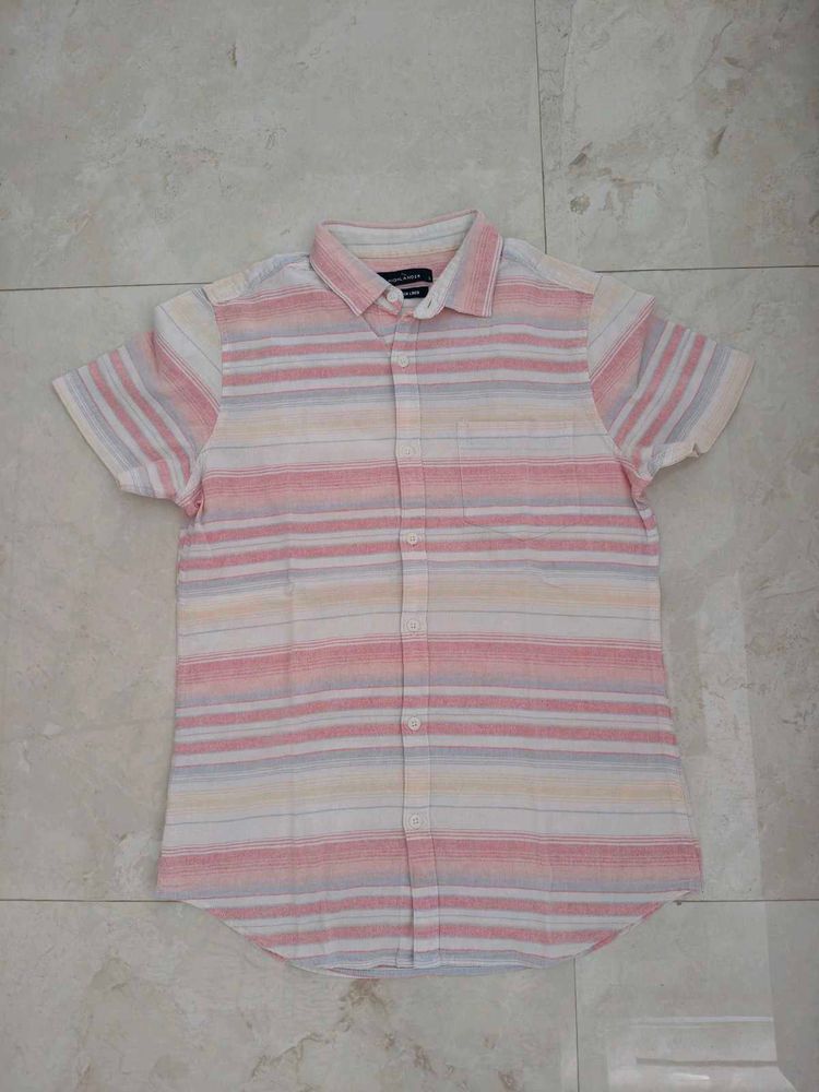 Striped Short Sleeve Button-Up Shirt