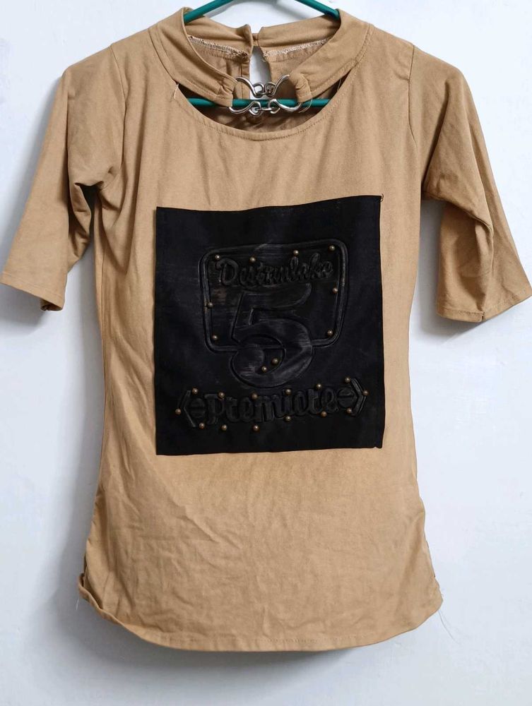 Beige Embellished Top