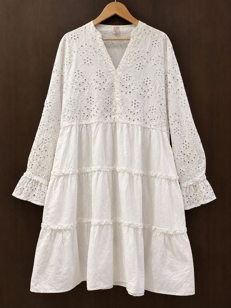 White Broderie Anglaise Tiered Kurta
