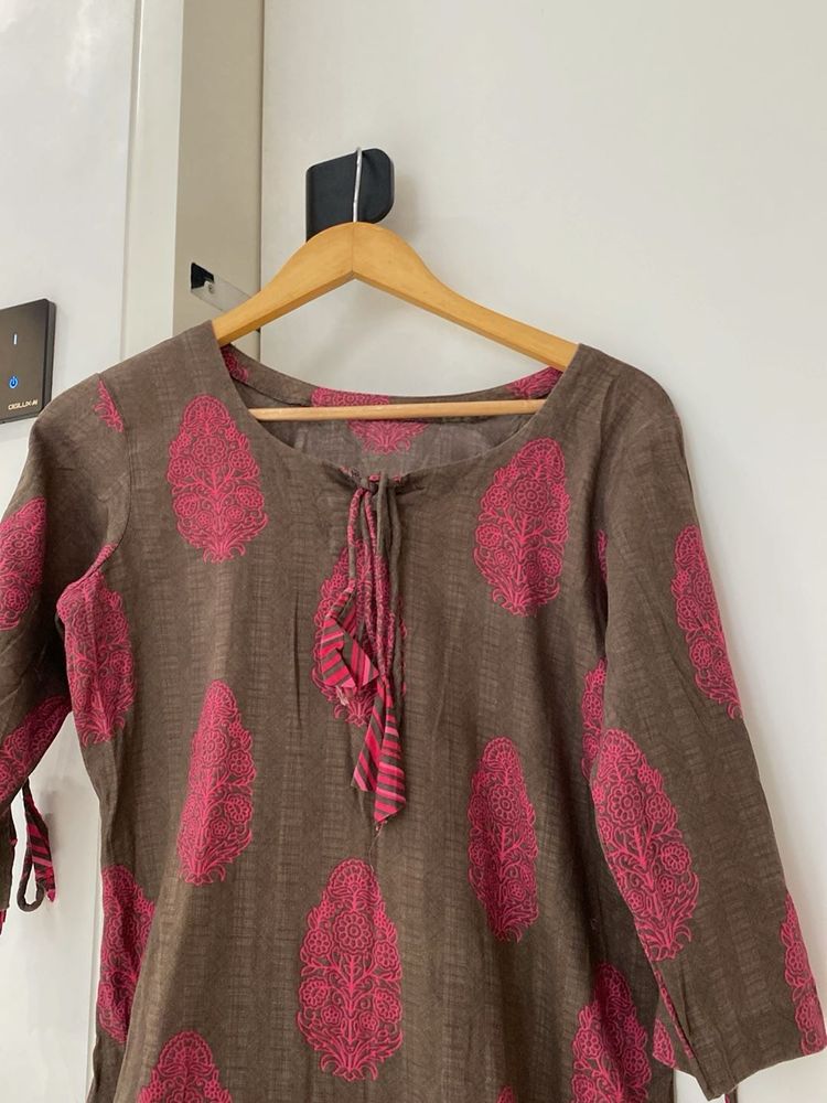 pink grey kurti