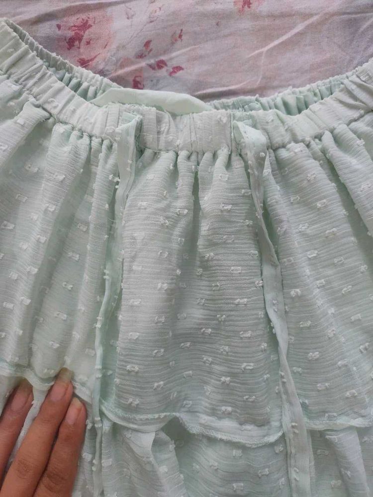 Light Mint Tiered Ruffle Skirt