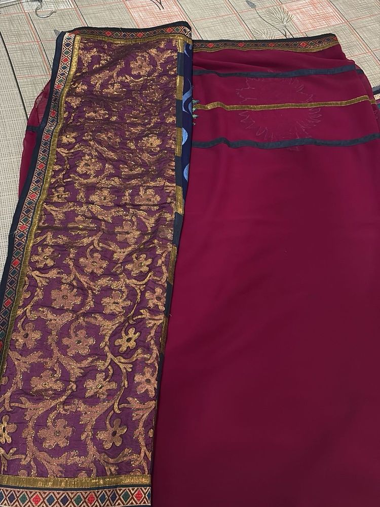 Elegant Indian Saree with Ornate Border