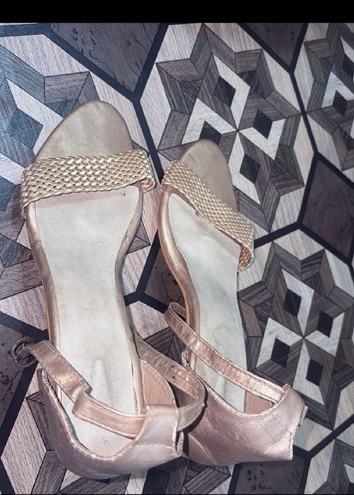 Elegant Rose Gold Strappy Heels